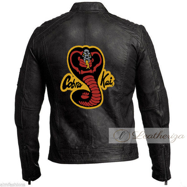 Men's Vintage Style Black Cobra Kai Leather Jacket