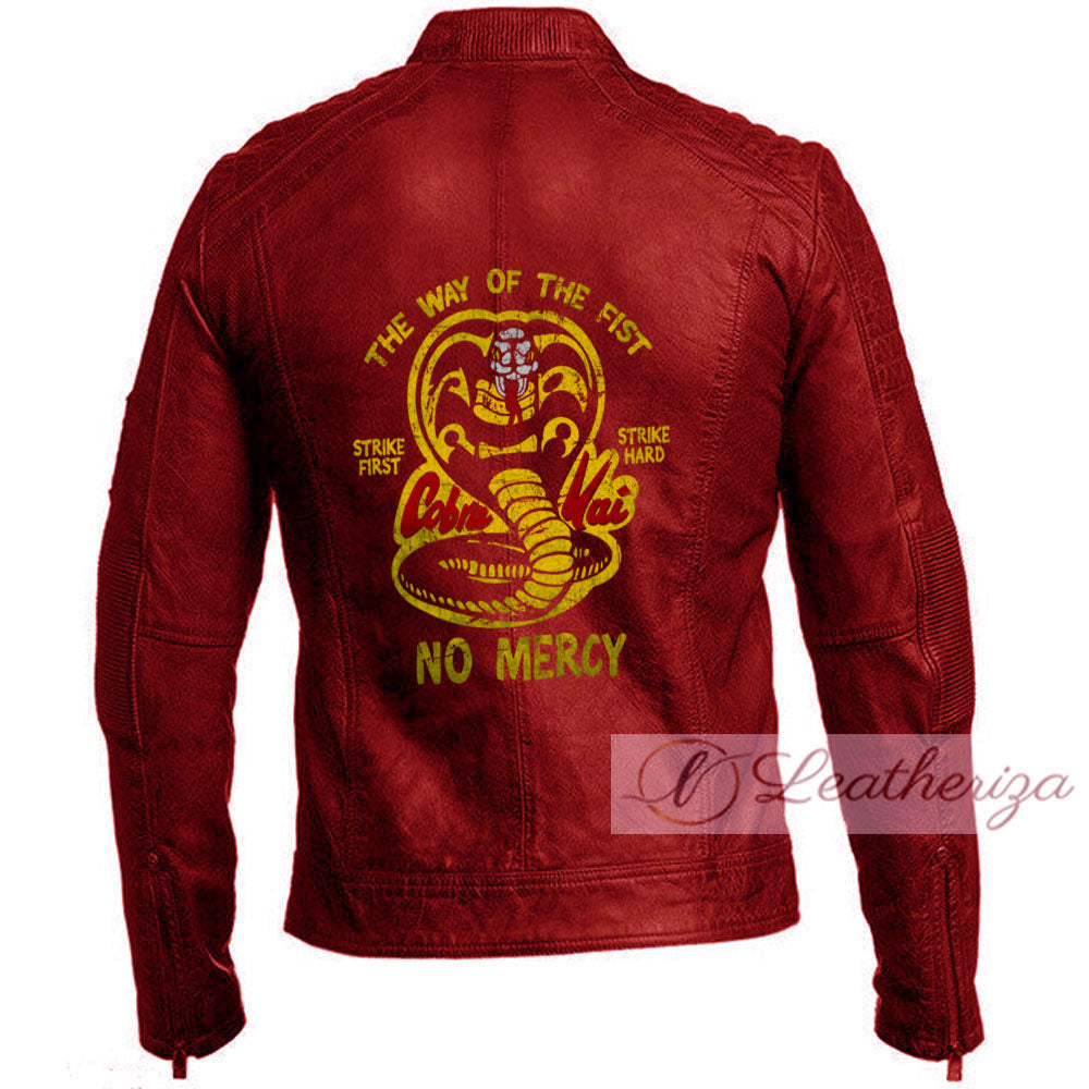 Men's Vintage Style Red Cobra Kai Leather Jacket