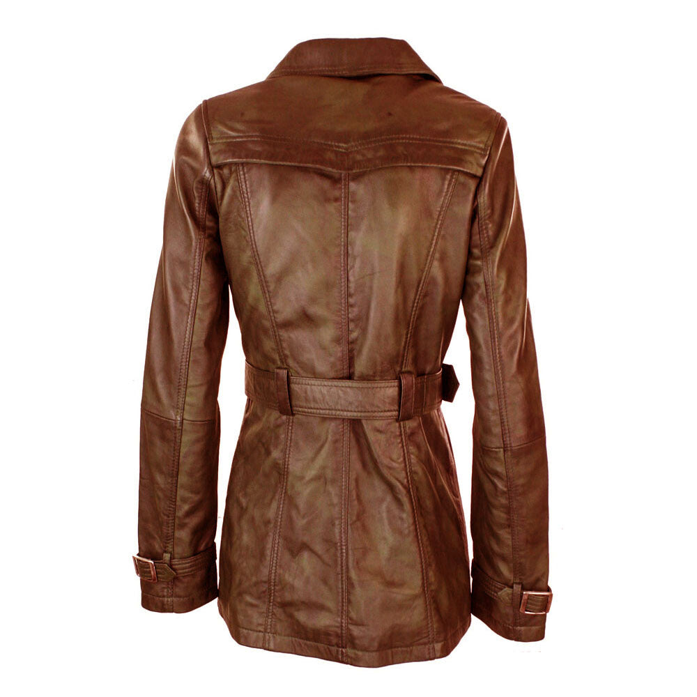 Classical Brown Women's Leather Coat