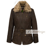 Voguish Brown Shearling Leather Coat For Women