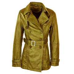 Classical Yellow Women's Leather Coat