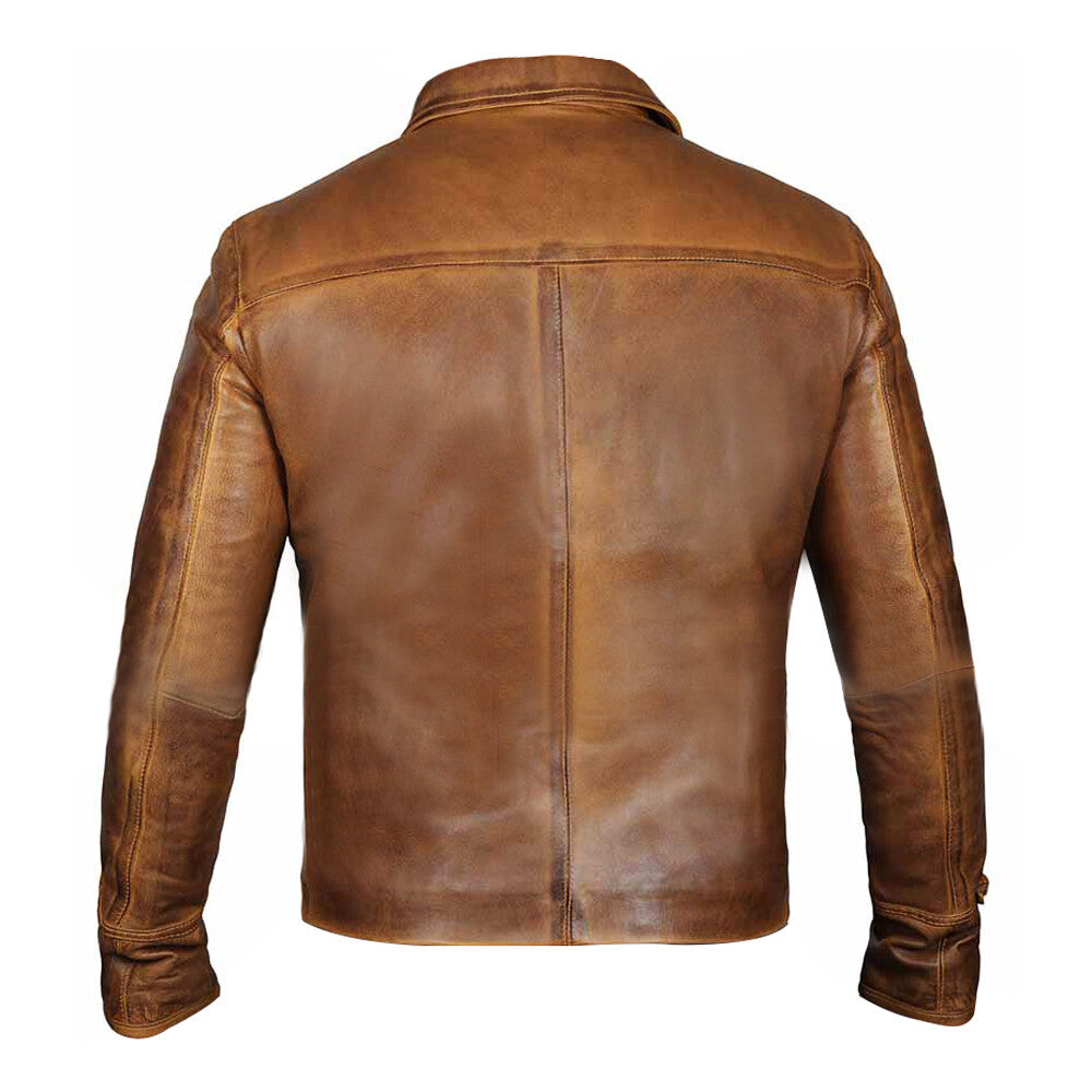 Men's Basic Brunette Leather Jacket