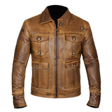 Men's Basic Brunette Leather Jacket