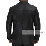 Black Leather Blazer Jacket for Men