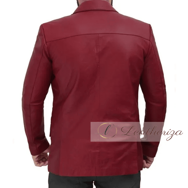 Maroon Leather Blazer Jacket for Men