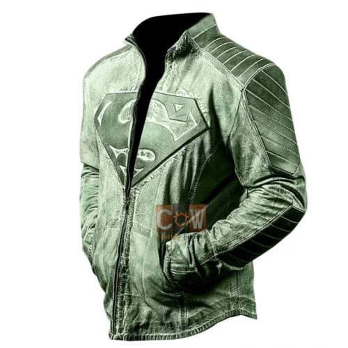 Superman Distressed Style Leather Jacket for Sale