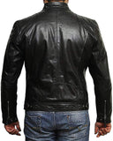 Men Plain Black Leather Jacket