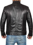 Men Plain Black Leather Jacket