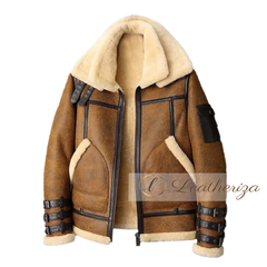 Shearling Brown Bomber Leather Jacket