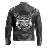 Men's Black Vintage Skull Design Leather Jacket