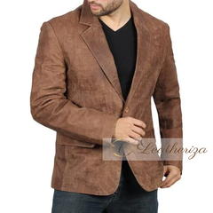 Mens Brown Leather Blazer Jacket