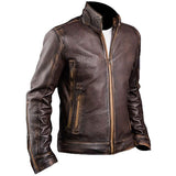 Men?s Brown Skull Ride Leather Jacket