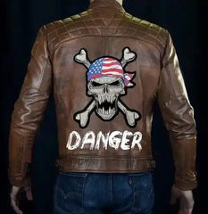 Vintage Danger Motorcycle American Leather Jacket
