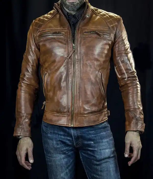 Road Rider Vintage Brown Motorcycle Leather Jacket