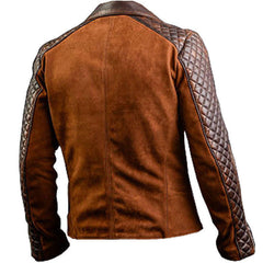 Men's Brown Diamond Biker Vintage Leather Jacket