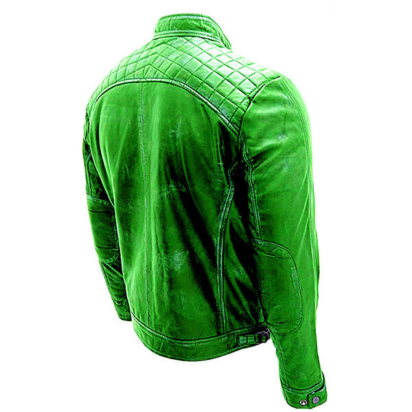 Men's Green Vintage Biker Leather Jacket