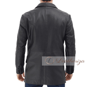 Mens Black Leather Blazer Jacket
