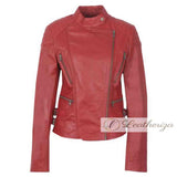 Elegant Currant Red Women's Leather Jacket