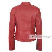 Elegant Currant Red Women's Leather Jacket
