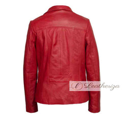 Simple & Stylish Women's Red Leather Jacket