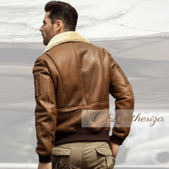 Airforce Style Brown Bomber Leather Jacket