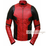 Red & Black Ultra-Modern Men's Biker Leather Jacket