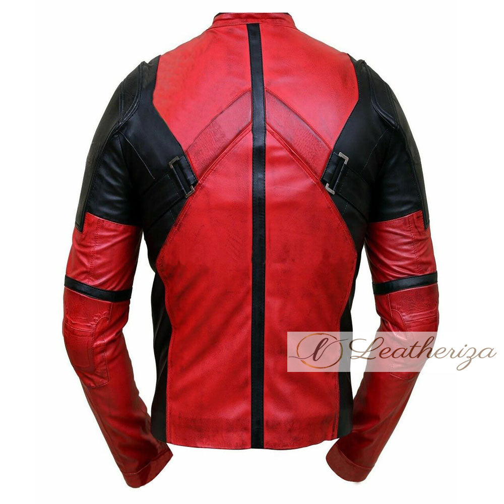 Red & Black Ultra-Modern Men's Biker Leather Jacket