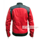 Men's Red & Black Voguish Biker Racer Leather Jacket