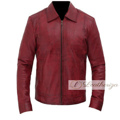 Kayan Dark Red Stylish Men's Leather Jacket