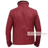 Mufassa High Collar Dark Red Leather Jacket