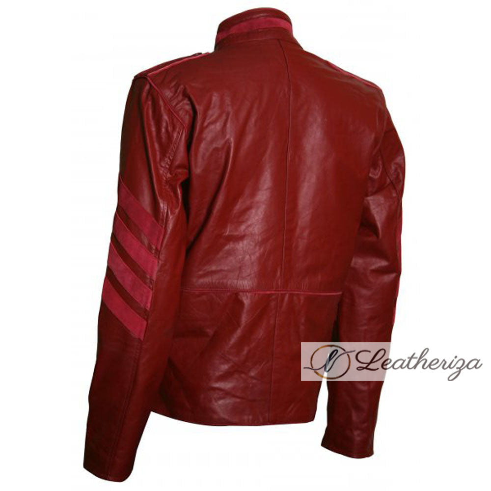 Men's Dark Red Classical Avatar Leather Jacket