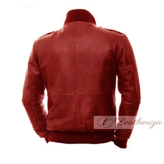Sangria Red Elegant Bomber Men's Leather Jacket