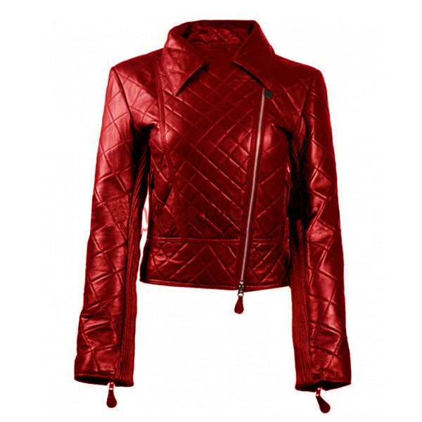 Deep Red Voguish Women's Leather Jacket