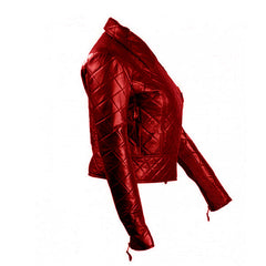 Deep Red Voguish Women's Leather Jacket