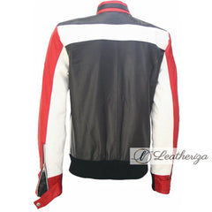 Red & Black Modish Motorcycle Leather Jacket For Men