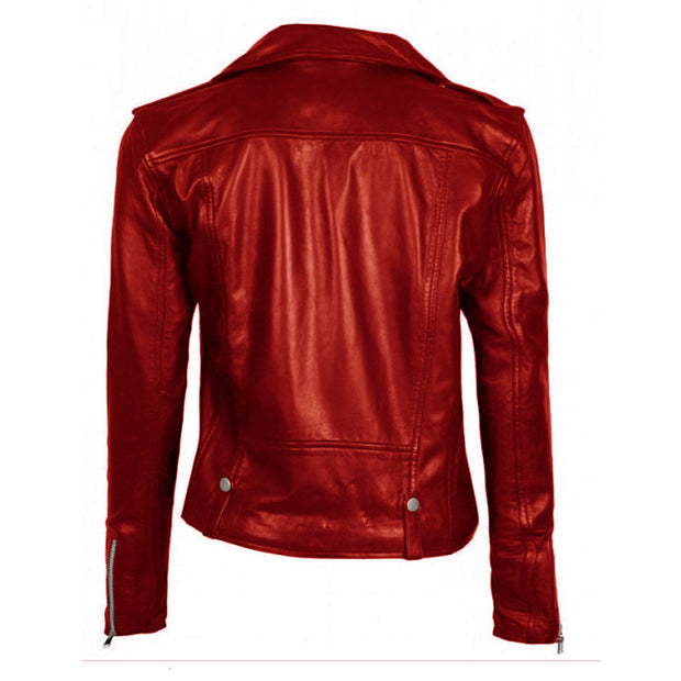 Deep Red Snazzy Women's Leather Jacket
