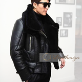 Black Biker Shearling Leather Jacket