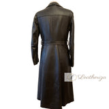 Stylish Elegant Women's Brown Leather Trench Coat