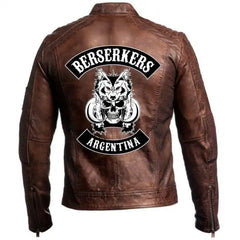 Vintage Berserkers Motorcycle Brown Cafe Racer Leather Jacket