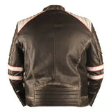 Vintage Retro Motorcycle Cafe Racer Moto Distressed Brown Leather Jacket