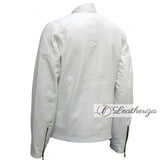 White Simple & Elegant Leather Jacket For Men