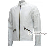 White Simple & Elegant Leather Jacket For Men