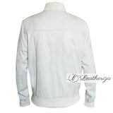 Men's Elegant Voguish White Bomber Leather Jacket