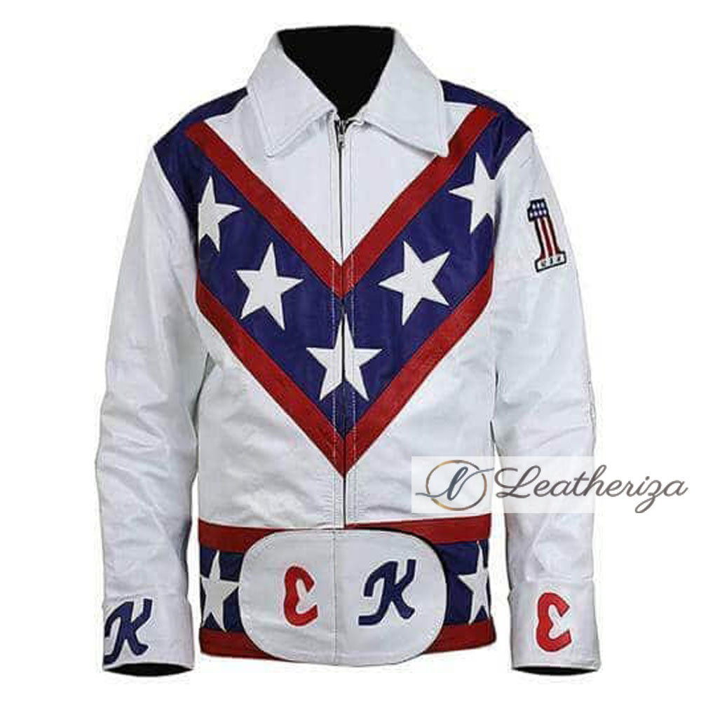Blue Red White Stylish Router Men's Leather Jacket