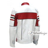 Men's White Formula 1 Racer Leather Jacket