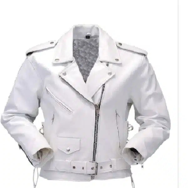 White Leather Motorcycle Jacket