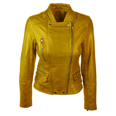 Medallion Yellow Women's Leather Jacket