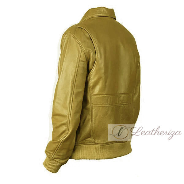 Medallion Yellow Men's Leather Jacket