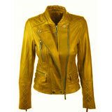 Medallion Yellow Women's Leather Jacket