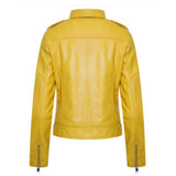 Stylish Yellow Biker Women's Leather Jacket